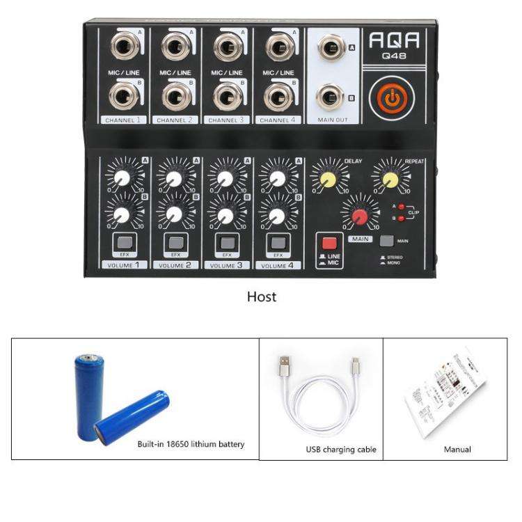 Q48 8 Channel Audio Mixer Console Stage Mixer Professional Digital Reverberator Effects Karaoke L...
