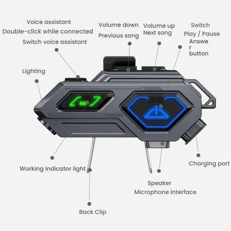 C8Pro IPX7 Waterproof Two-Person Intercom Helmet Bluetooth Headset With Flashlight, Spec: Soft Mic
