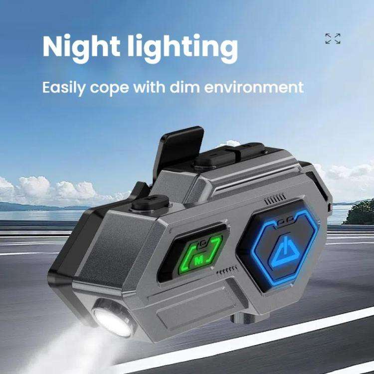 C8Pro IPX7 Waterproof Two-Person Intercom Helmet Bluetooth Headset With Flashlight, Spec: Soft Mic