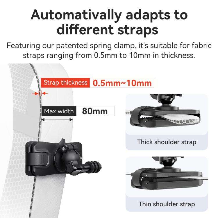 aMagisn 360-degree Rotation Ball Head Backpack Clip for Camera & Smartphone(Black)