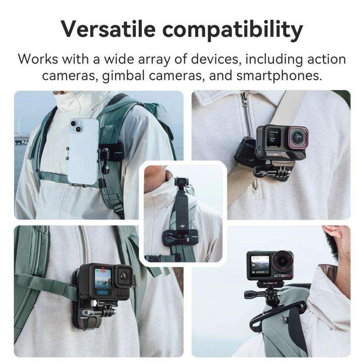 aMagisn 360-degree Rotation Ball Head Backpack Clip for Camera & Smartphone(Black)