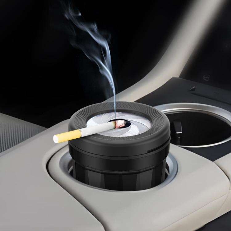 A636 Screw Cap Opening And Closing Ashtray Car Home Use Desktop Ashes Holder(Black Gold)