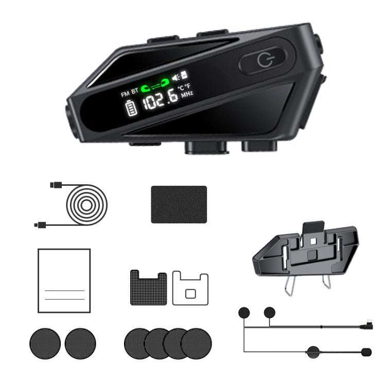 C6 IPX6 Waterproof LED Lighting Wireless Intercom Helmet Bluetooth Headset, Spec: Hard Mic