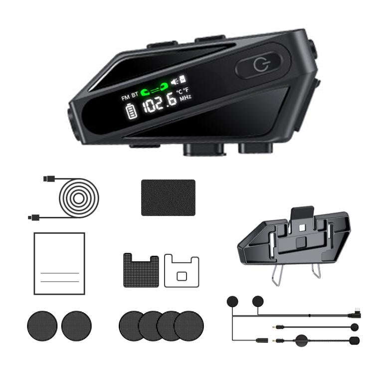 C6 IPX6 Waterproof LED Lighting Wireless Intercom Helmet Bluetooth Headset, Spec: Soft and Hard Mics
