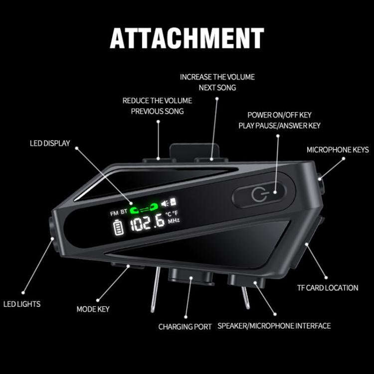 C6 IPX6 Waterproof LED Lighting Wireless Intercom Helmet Bluetooth Headset, Spec: Soft and Hard Mics
