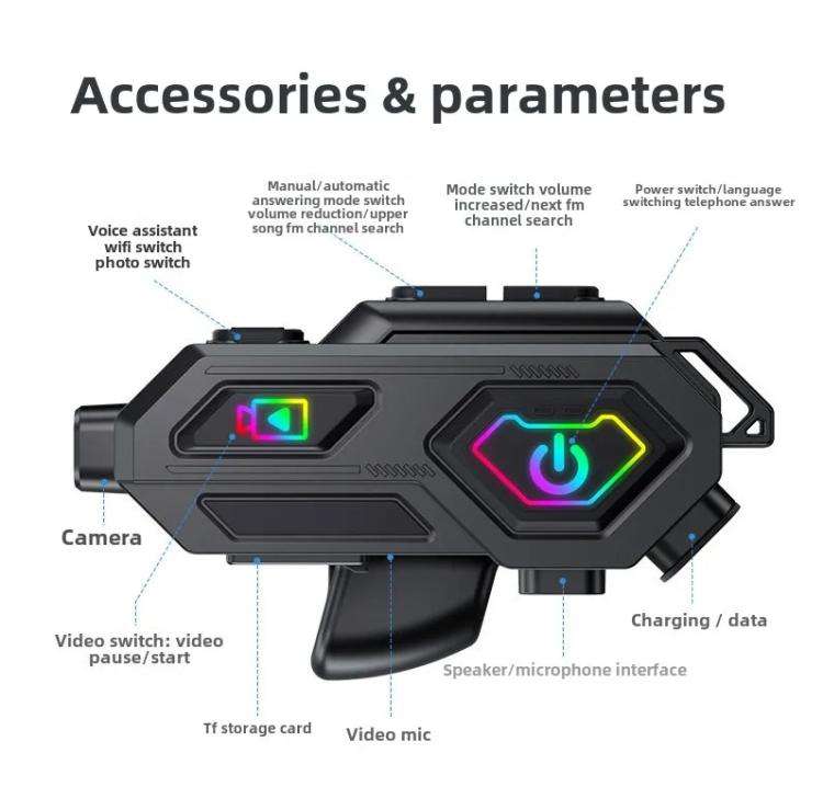 C8Max Motorcycle Intercom Video Helmet Bluetooth Headset HD Video Recorder, Spec: Soft Mic