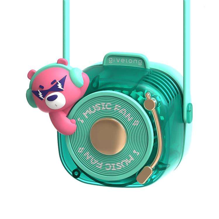 Givelong Cute Cool Pet DJ Lanyard Small Fan USB Rechargeable Compact Portable Bladeless Neck Fan(...