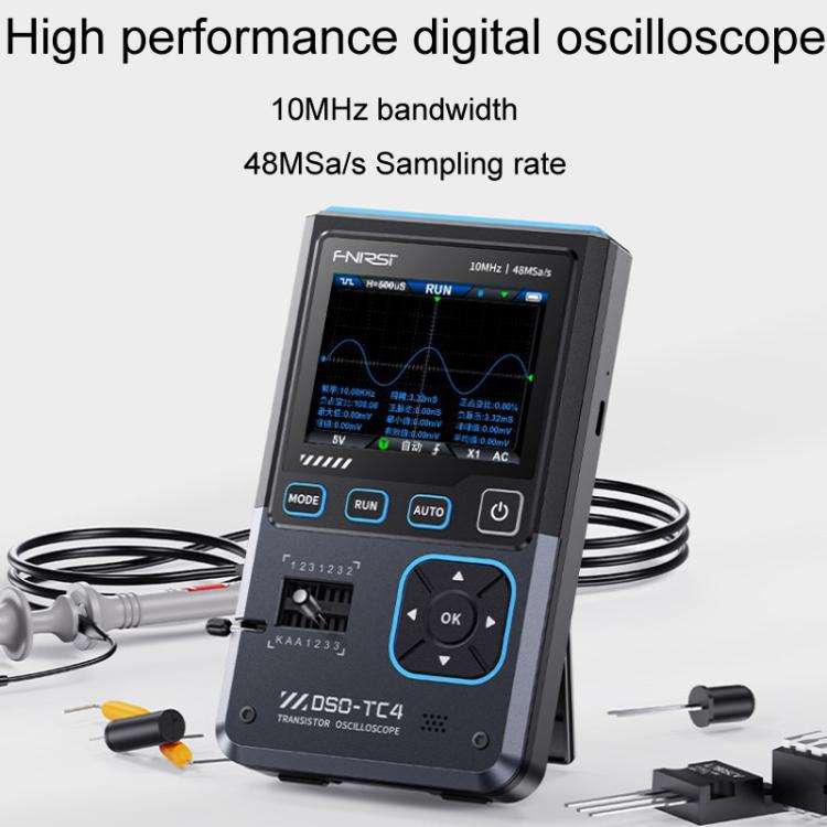 FNIRSI DSO-TC4 3 In 1 Oscilloscope Transistor Tester Signal Generator 10M Bandwidth Burn-In Proof