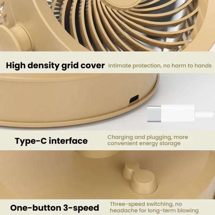 Desktop Fan Outdoor Student Office Portable Rechargeable USB Tabletop Small Fan, Color: Without L...