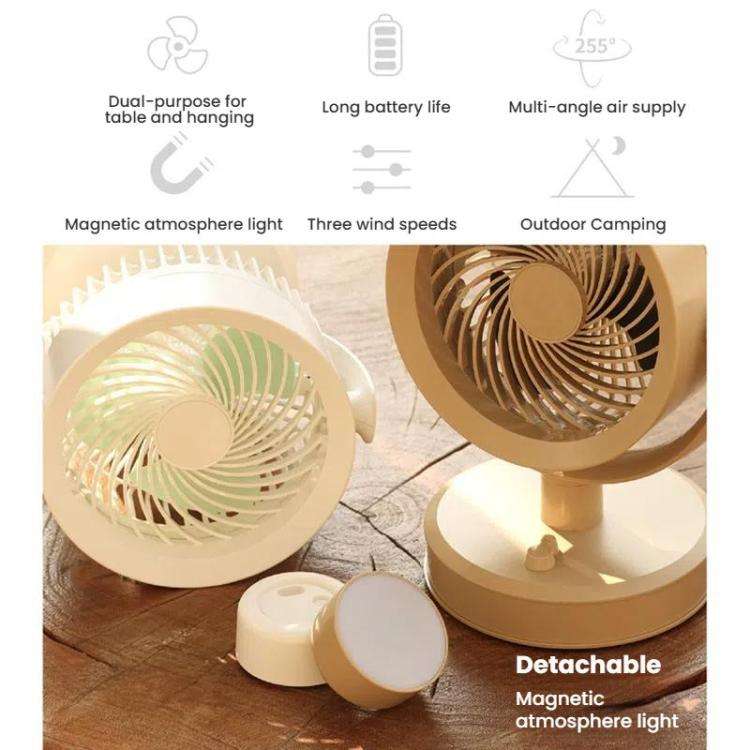 Desktop Fan Outdoor Student Office Portable Rechargeable USB Tabletop Small Fan, Color: With Ligh...