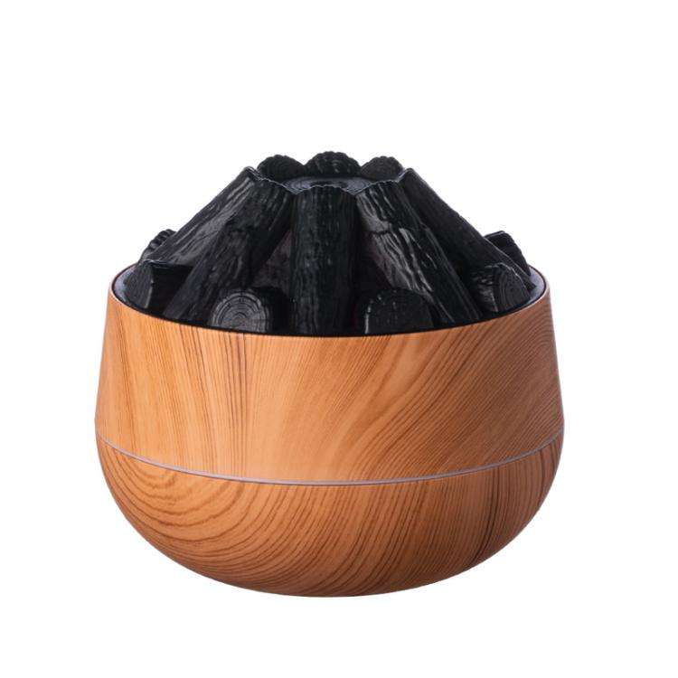 Simulated Charcoal Fire Ambient Night Light Humidifier USB Large Mist Flame Humidifier(Light Wood...