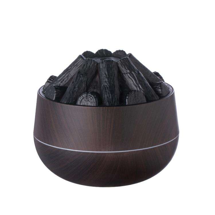 Simulated Charcoal Fire Ambient Night Light Humidifier USB Large Mist Flame Humidifier(Dark Wood ...