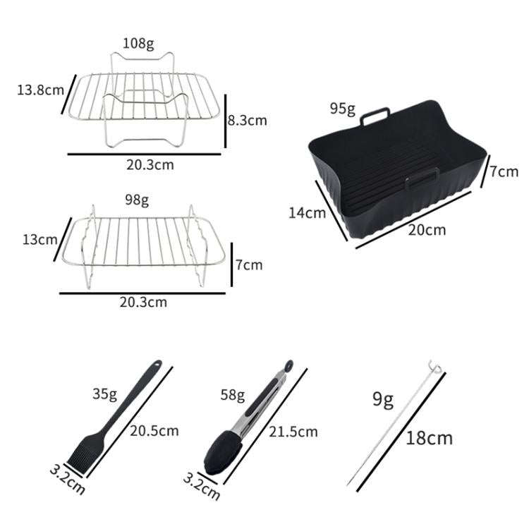22 In 1 Air Fryer Accessories Set Airfryer Mold Liner Reusable Oven Grill Baking Rack