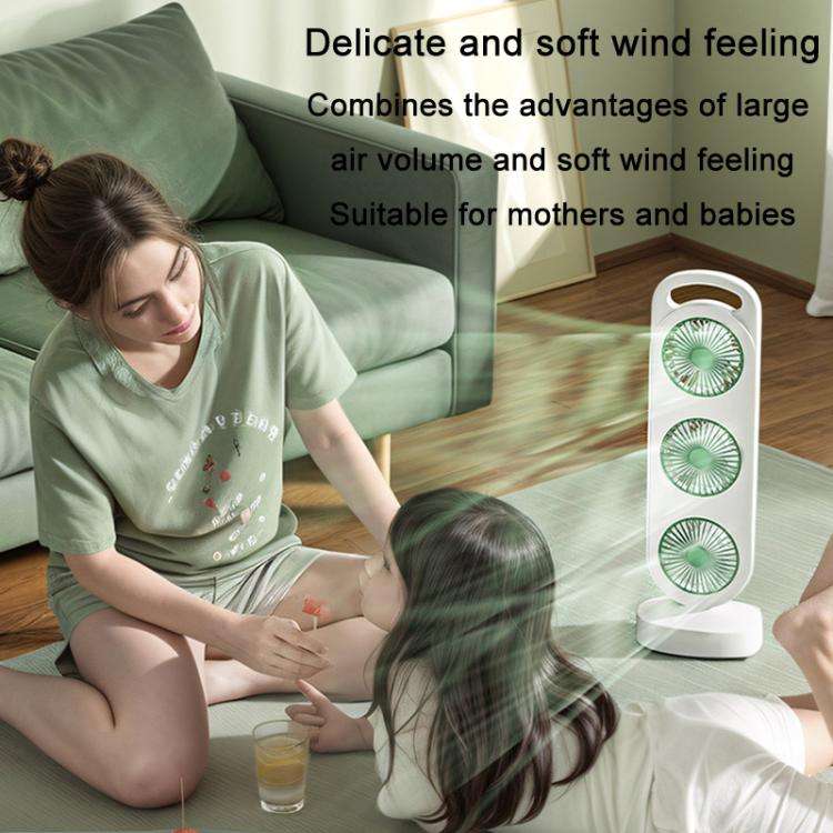 Simple Triple Turbine Design Fan Large Wind Desktop USB Charging Portable Home Outdoor Dormitory ...