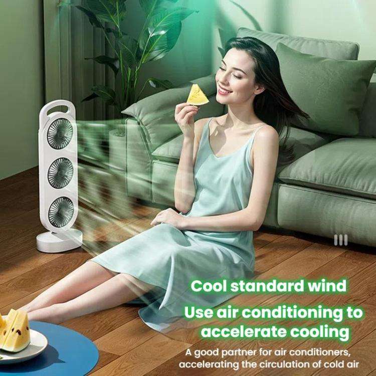 Simple Triple Turbine Design Fan Large Wind Desktop USB Charging Portable Home Outdoor Dormitory ...