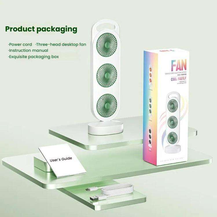 Simple Triple Turbine Design Fan Large Wind Desktop USB Charging Portable Home Outdoor Dormitory ...