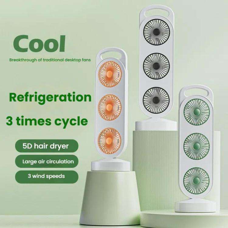 Simple Triple Turbine Design Fan Large Wind Desktop USB Charging Portable Home Outdoor Dormitory ...