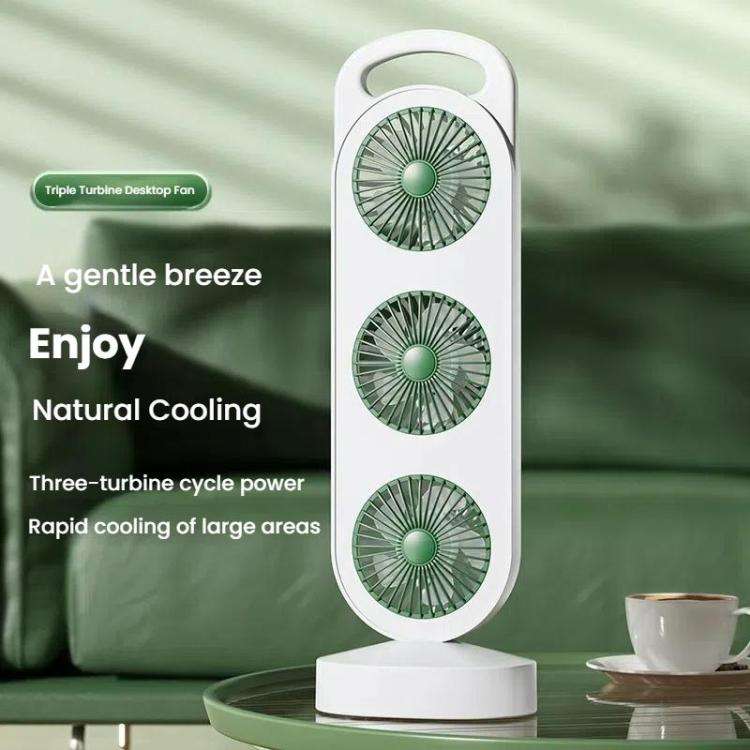 Simple Triple Turbine Design Fan Large Wind Desktop USB Charging Portable Home Outdoor Dormitory ...