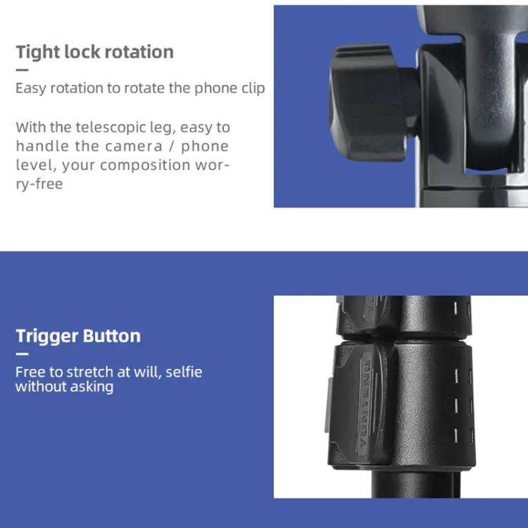 YUNTENG 1288 Adjustable 50 Inch Aluminum Alloy Selfie Stick With Bluetooth Remote Control For Sma...
