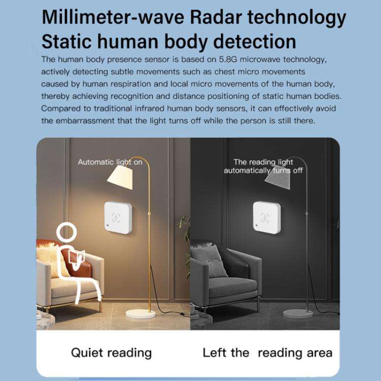 Tuya Zigbee Round Human Presence Sensor Millimeter Wave Radar Detection Built-in Illuminance Sensor