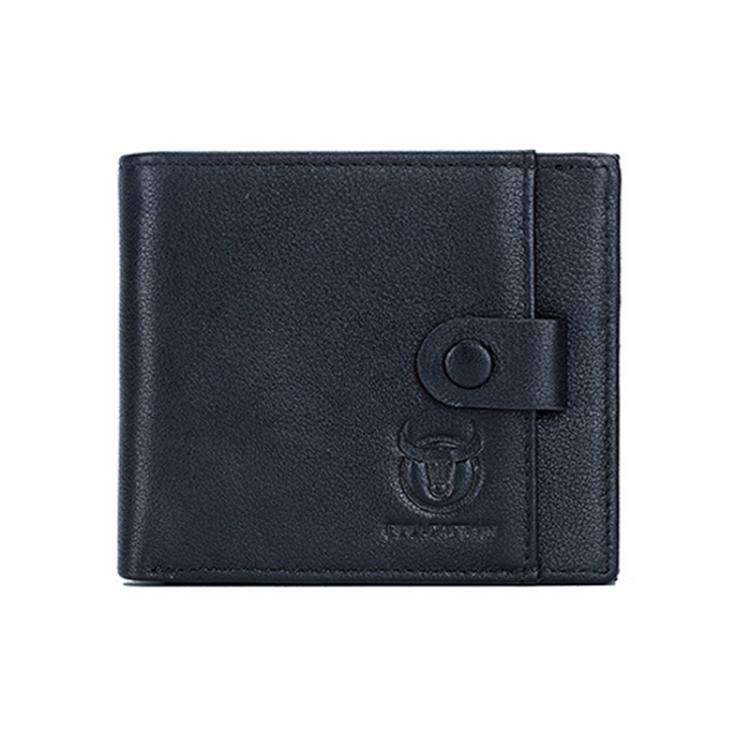 BULL CAPTAIN 038 RFID Anti-Theft Top Layer Cowhide Casual Wallet Driver ID Card Slot Wallet(Black)