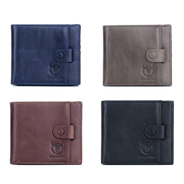 BULL CAPTAIN 038 RFID Anti-Theft Top Layer Cowhide Casual Wallet Driver ID Card Slot Wallet(Blue)