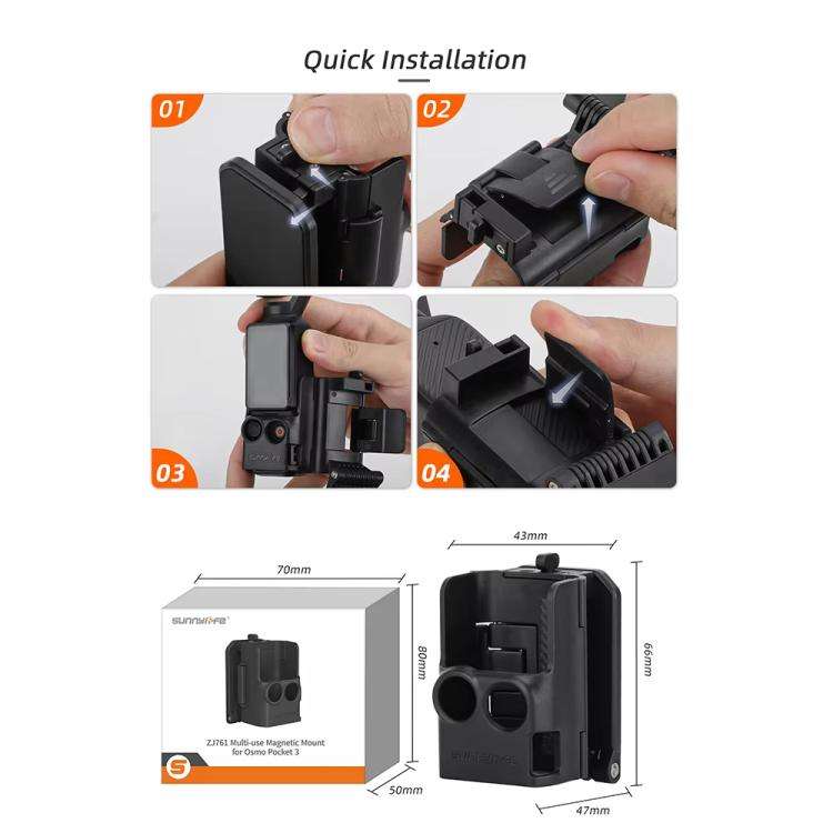 For DJI Osmo Pocket 3 Sunnylife OP3-ZJ761 Magnetic Stand Base Angle Adjustable Multi-functional D...