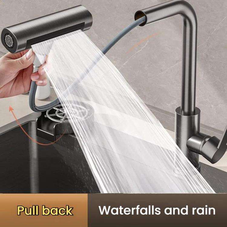 Pull-out Version 4 Modes Waterfall Kitchen Faucet Single Hole Hot/Cold Water Mixer Tap for Sink B...
