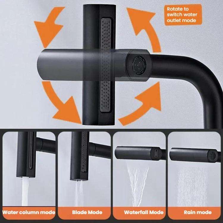 Pull-out Version 4 Modes Waterfall Kitchen Faucet Single Hole Hot/Cold Water Mixer Tap for Sink G...