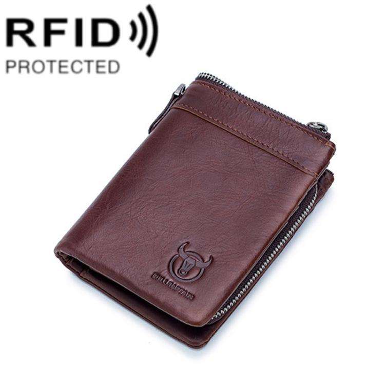 BULL CAPTAIN 050 RFID Anti-theft Top Layer Multi-Slot Wallet with Detachable Coin Purse(Coffee)