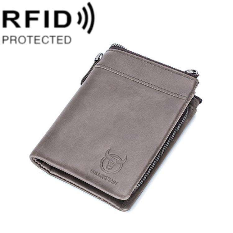 BULL CAPTAIN 050 RFID Anti-theft Top Layer Multi-Slot Wallet with Detachable Coin Purse(Gray)
