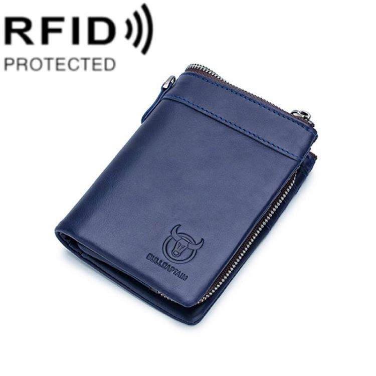 BULL CAPTAIN 050 RFID Anti-theft Top Layer Multi-Slot Wallet with Detachable Coin Purse(Blue)