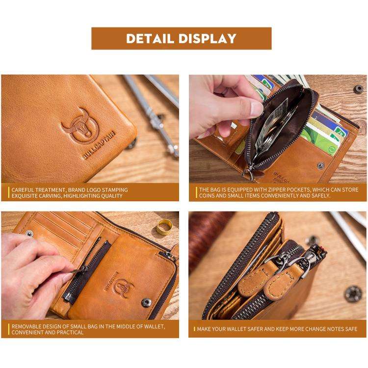 BULL CAPTAIN 050 RFID Anti-theft Top Layer Multi-Slot Wallet with Detachable Coin Purse(Blue)