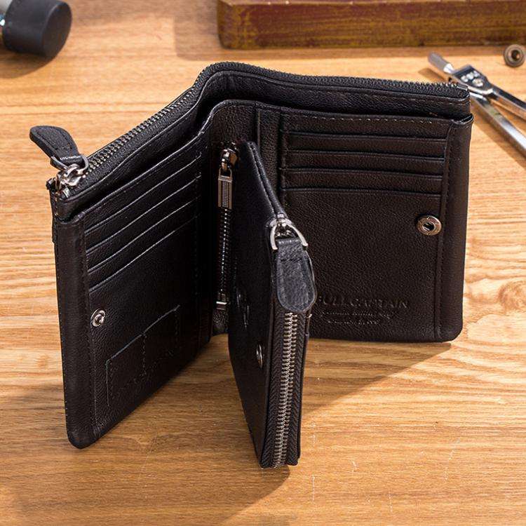 BULL CAPTAIN 050 RFID Anti-theft Top Layer Multi-Slot Wallet with Detachable Coin Purse(Coffee)