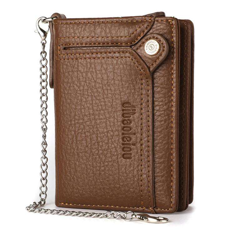 Dibaoleiou Men Anti-Theft Chain Wallet Retro Money Purse Driver License Card Bag Zipper Coin Purs...