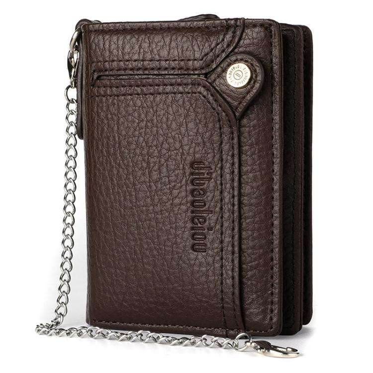 Dibaoleiou Men Anti-Theft Chain Wallet Retro Money Purse Driver License Card Bag Zipper Coin Purs...