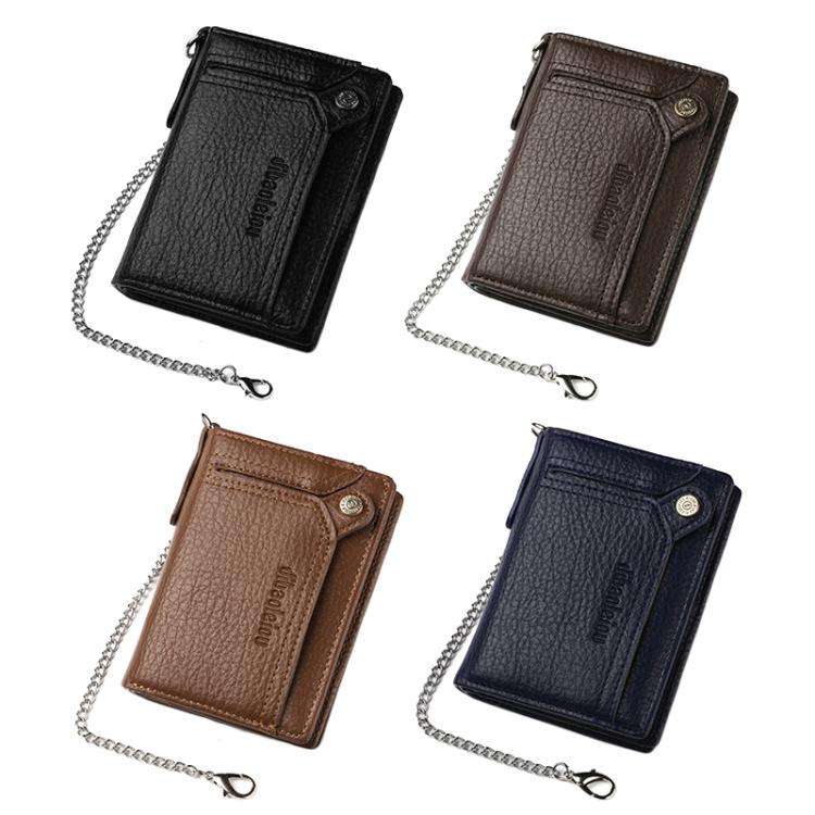 Dibaoleiou Men Anti-Theft Chain Wallet Retro Money Purse Driver License Card Bag Zipper Coin Purs...