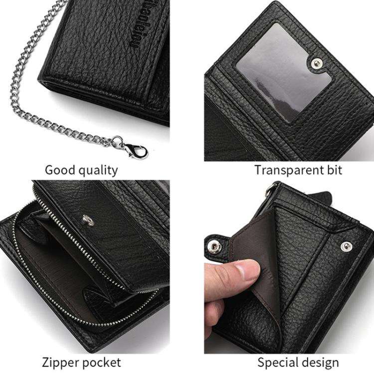 Dibaoleiou Men Anti-Theft Chain Wallet Retro Money Purse Driver License Card Bag Zipper Coin Purs...