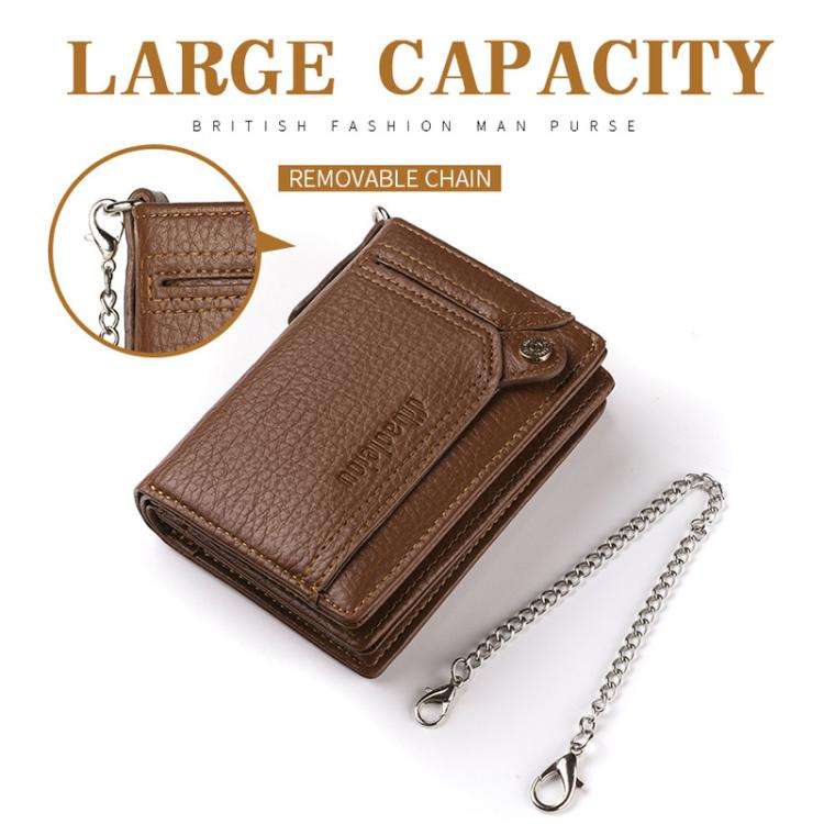 Dibaoleiou Men Anti-Theft Chain Wallet Retro Money Purse Driver License Card Bag Zipper Coin Purs...