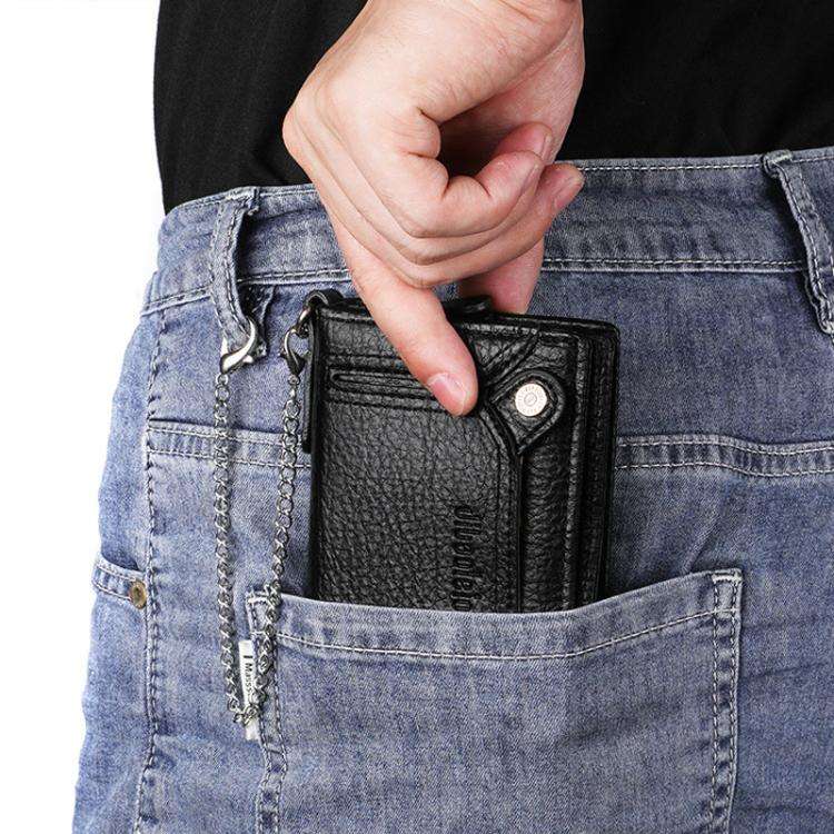 Dibaoleiou Men Anti-Theft Chain Wallet Retro Money Purse Driver License Card Bag Zipper Coin Purs...