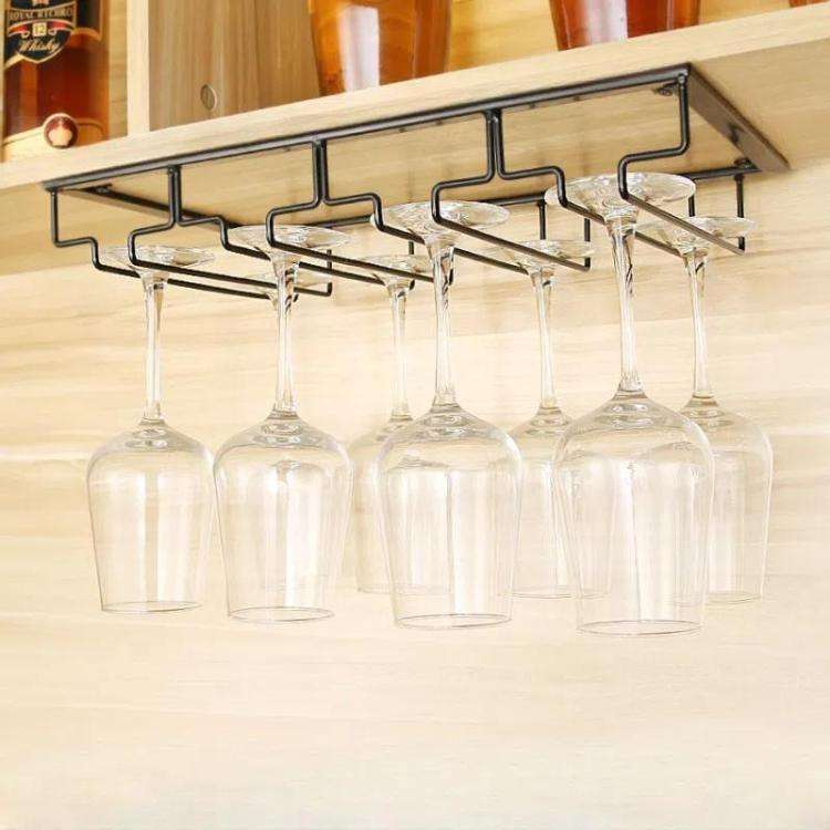 Upside Down Hanging Wine Cup Holder Cabinet Goblet Bracket Hanging Wine Glass Holder, Size: 4 Slo...