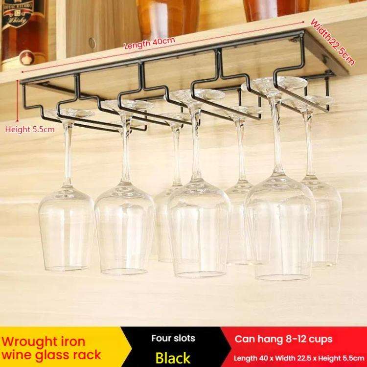 Upside Down Hanging Wine Cup Holder Cabinet Goblet Bracket Hanging Wine Glass Holder, Size: 4 Slo...