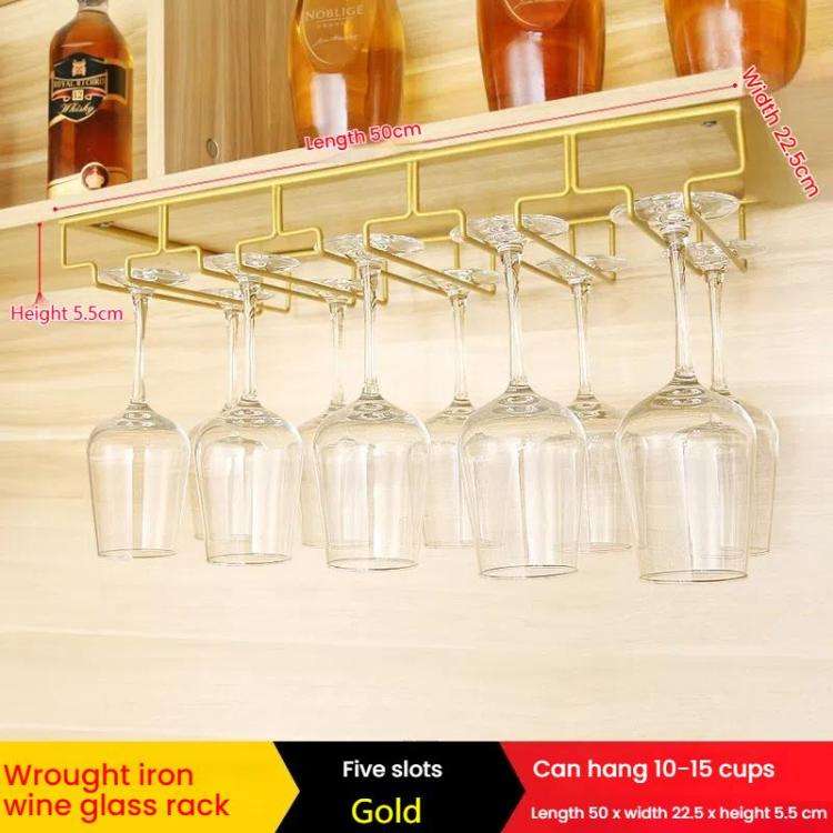 Upside Down Hanging Wine Cup Holder Cabinet Goblet Bracket Hanging Wine Glass Holder, Size: 5 Slo...