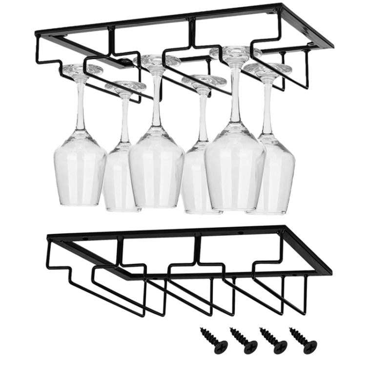 Upside Down Hanging Wine Cup Holder Cabinet Goblet Bracket Hanging Wine Glass Holder, Size: 5 Slo...
