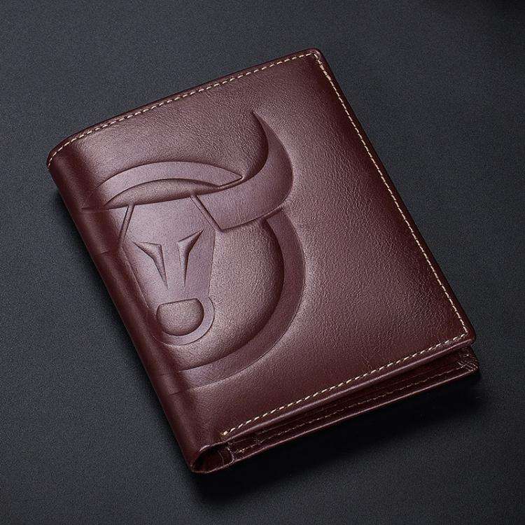 BULL CAPTAIN 0203 RFID Anti-theft Top-layer Cowhide Multiple Card Slots Wallet(Coffee Vertical)
