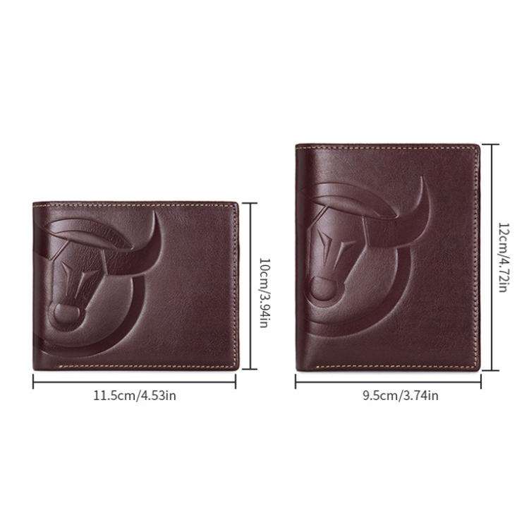 BULL CAPTAIN 0203 RFID Anti-theft Top-layer Cowhide Multiple Card Slots Wallet(Coffee Horizontal)