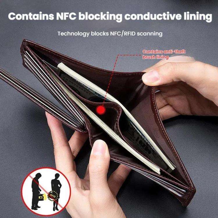 BULL CAPTAIN 0203 RFID Anti-theft Top-layer Cowhide Multiple Card Slots Wallet(Black Horizontal)