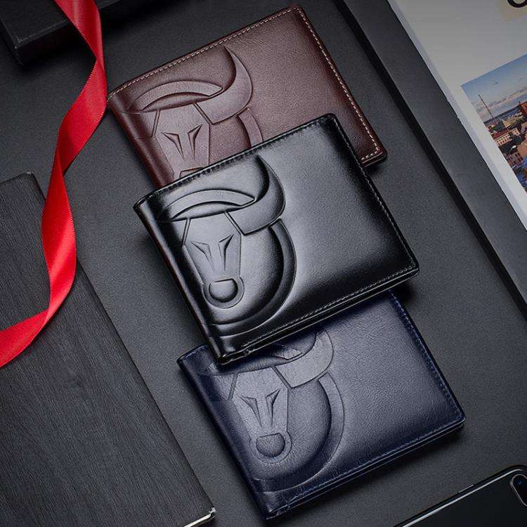 BULL CAPTAIN 0203 RFID Anti-theft Top-layer Cowhide Multiple Card Slots Wallet(Black Vertical)