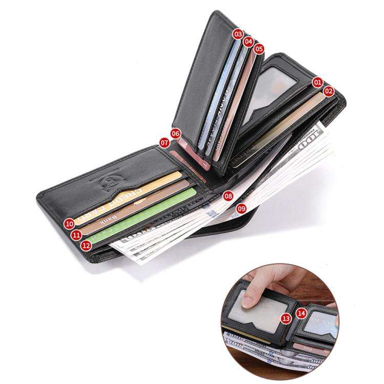 BULL CAPTAIN 07 RFID Anti-theft Top-layer Cowhide Multiple Card Slots Wallet(Gray)