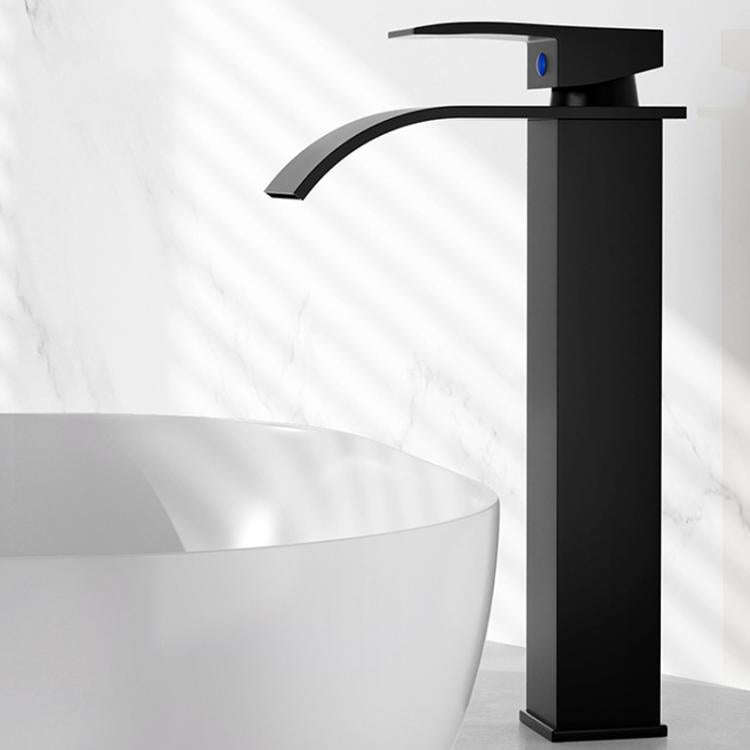 Waterfall Wash Basin Faucet Stainless Steel Hot/Cold Water Mixer Tap for Sink Basin, Spec: High B...